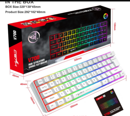 RGB 61-Key Wired Gaming Keyboard with RGB Backlight